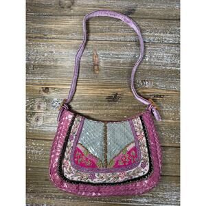 Magdalena Marconi Y2K Beaded Shoulder Bag Purple Snakeskin Embroidered Fairycore